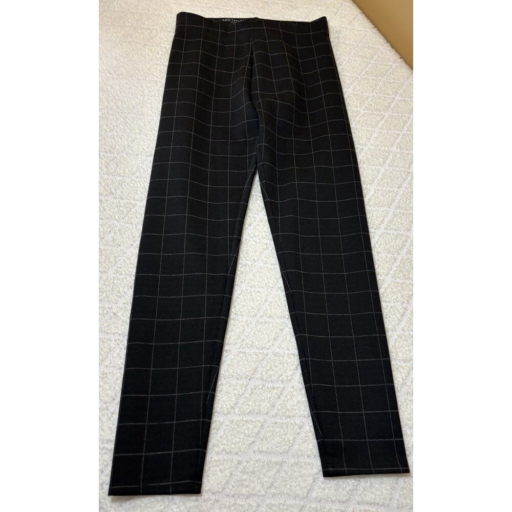 NEW Ann Taylor Factory Black Plaid Stretch Pull On Pants Women’s Size Medium - Picture 6 of 15